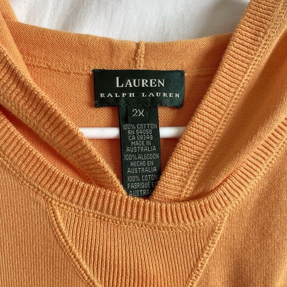 VTG Ralph Lauren Sweater Sleeveless Vest Hooded Sz 2X Made In Australia Orange - Picture 4 of 7